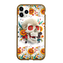 Череп украшенный растениями и цветами в стиле квиллинга – Чехол для iPhone 11 Pro матовый с принтом купить