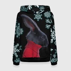 Женская толстовка 3D Зимний кролик в свитере
