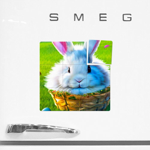 Магнитный плакат 3Х3 Милый кролик в корзинке - фото 2