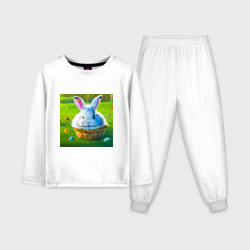 Детская пижама с лонгсливом хлопок Милый кролик в корзинке