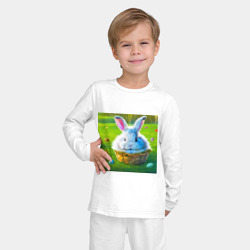 Детская пижама с лонгсливом хлопок Милый кролик в корзинке - фото 2