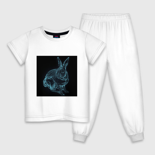 Детская пижама хлопок с принтом Водяной кролик, вид спереди #2