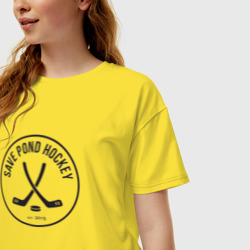 Женская футболка хлопок Oversize Save Pond Hockey - фото 2
