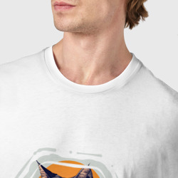 Футболка с принтом Котя хипстер в очках для мужчины, вид на модели спереди №4. Цвет основы: белый