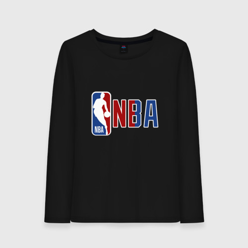 Женский лонгслив хлопок с принтом NBA - big logo, вид спереди #2