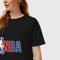 Женская футболка хлопок Oversize NBA - big logo - фото 2