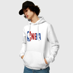 Толстовка с принтом NBA - big logo для мужчины, вид на модели спереди №2. Цвет основы: белый
