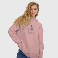 Женское худи Oversize хлопок Маяк - карандашный рисунок - фото 2