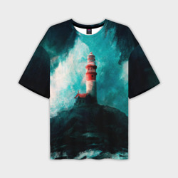 Мужская футболка oversize 3D Бушующее море