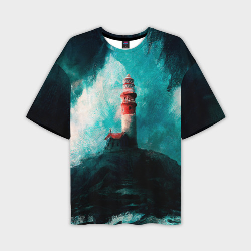 Мужская футболка oversize 3D Бушующее море, цвет 3D печать