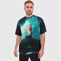 Мужская футболка oversize 3D Бушующее море - фото 2