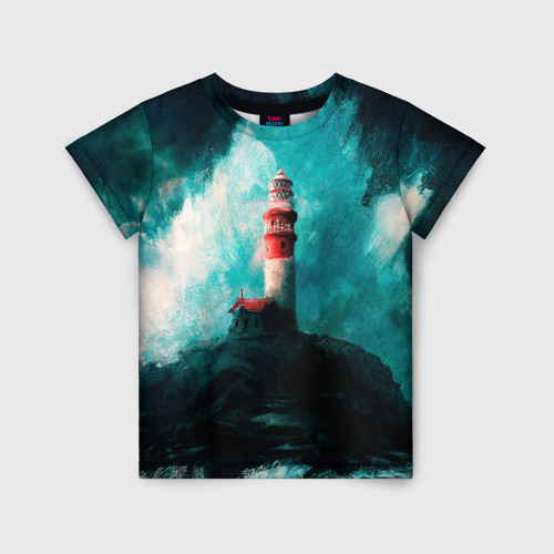 Детская футболка 3D Бушующее море, цвет 3D печать