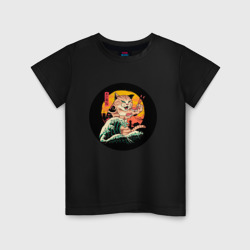 Детская футболка хлопок Большой японский кот с суши