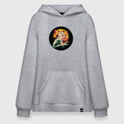 Худи SuperOversize хлопок Большой японский кот с суши