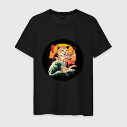 Мужская футболка хлопок Большой японский кот с суши