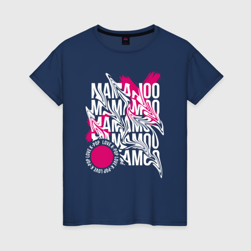 Женская футболка из хлопка с принтом Mamamoo love k-pop, вид спереди №1