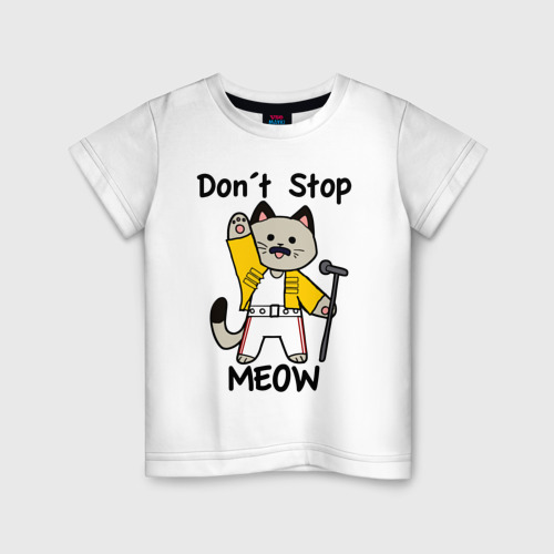 Детская футболка хлопок Freddy MEOWcury, цвет белый