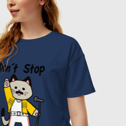 Женская футболка хлопок Oversize Freddy MEOWcury - фото 2