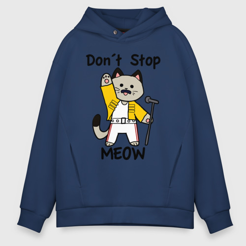 Мужское худи Oversize хлопок Freddy MEOWcury, цвет темно-синий