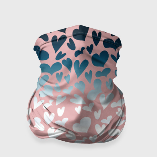 Бандана-труба 3D Сердца розовые перламутровые паттерн, цвет 3D печать