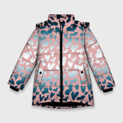 Зимняя куртка для девочек 3D Сердца розовые перламутровые паттерн