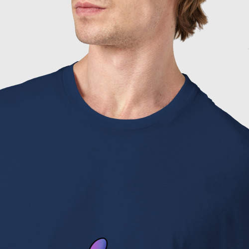 Мужская футболка хлопок Милая голубая гусеница, цвет темно-синий - фото 6