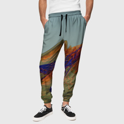 Волнообразные разноцветные музыкальные линии – Мужские брюки 3D с принтом купить