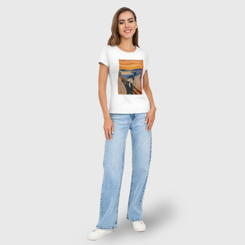 Женская футболка хлопок Slim Крик бездомный Бог, цвет белый - фото 5