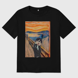 Женская футболка хлопок Oversize Крик бездомный Бог