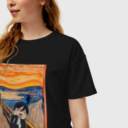 Женская футболка хлопок Oversize Крик бездомный Бог - фото 2