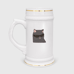 Кружка пивная Серый котик в очках