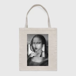 Шоппер BioNature Джоконда с чупа чупсом - чёрно белая