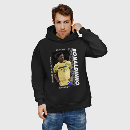 Мужское худи Oversize хлопок Роналдиньо сборная Бразилии, цвет черный - фото 3