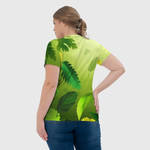 Женская футболка 3D Енот на фоне зеленой листвы, цвет 3D печать - фото 7