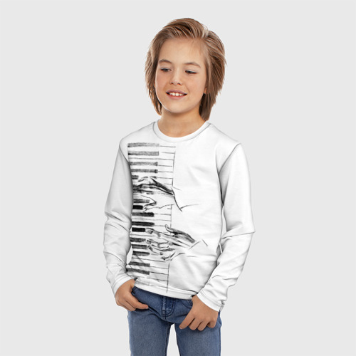 Детский лонгслив 3D с принтом Фортепианный концерт, фото на моделе #1