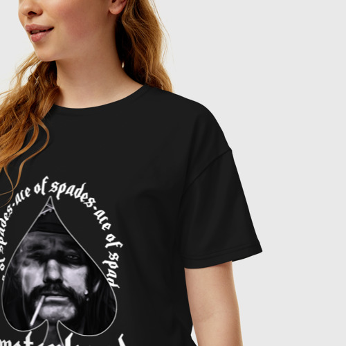 Женская футболка хлопок Oversize Lemmy Motorhead, цвет черный - фото 3