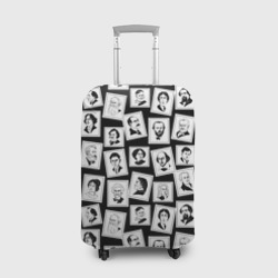 Чехол для чемодана 3D Марки с великими писателями, черный фон