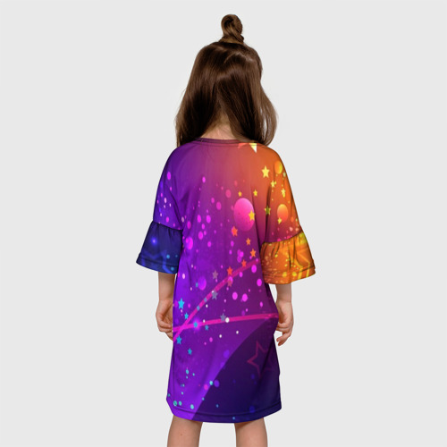 Детское платье 3D с принтом Сильно восхищенная зайка, вид сзади #2