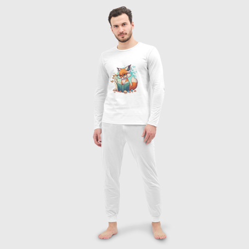 Мужская пижама с лонгсливом хлопок Умный лисёнок, цвет белый - фото 3