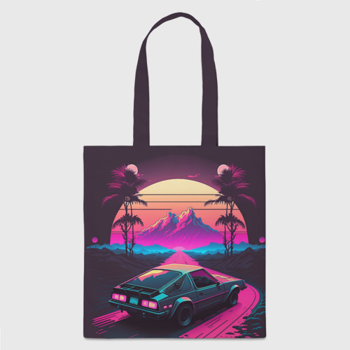 Шоппер 3D Synthwave car and mountains - фото 2