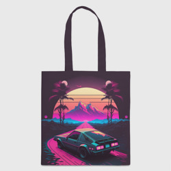 Шоппер 3D Synthwave car and mountains