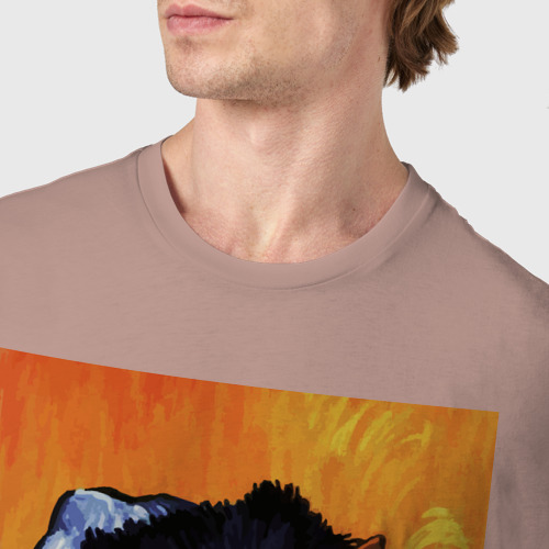 Мужская футболка хлопок с принтом Кот Ван Гога портрет с отрезанным ухом - пародия, фото #4