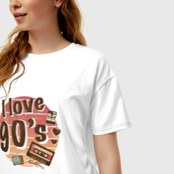 Женская футболка хлопок Oversize I love 90-s - фото 2