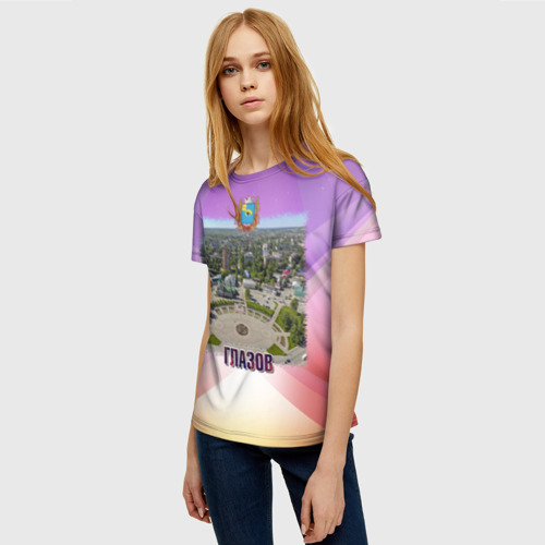 Женская футболка 3D Глазов - Площадь Свободы и вокзал, цвет 3D печать - фото 3