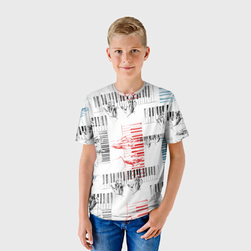 Детская футболка 3D с принтом Играем джаз, фото на моделе #1