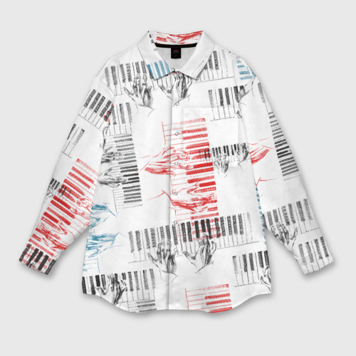 Мужская рубашка oversize 3D с принтом Играем джаз, вид спереди #2