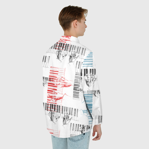 Мужская рубашка oversize 3D с принтом Играем джаз, вид сзади #2