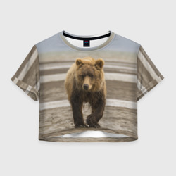 Медвежонок в аэропорту – Женская футболка Crop-top 3D с принтом купить