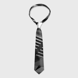 Галстук с принтом Жёсткий абстрактный серый и тёмно-серый металл для мужчины, вид спереди №2. Цвет основы: белый