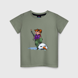 Детская футболка хлопок Убийца Снеговиков - девушка с огнемётом